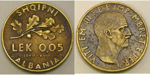 0,05 Lek Albanian Kingdom (1939-1943) Bronze/Aluminium Victor Emmanuel III of Italy (1869 - 1947)