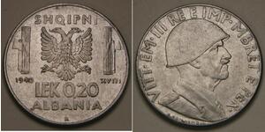 0.2 Lek Albanian Kingdom (1939-1943) Acciaio Vittorio Emanuele III d