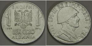 0.2 Lek Albanian Kingdom (1939-1943) Acero Víctor Manuel III de Italia (1869 - 1947)
