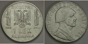0.2 Lek 阿尔巴尼亚王国 (1939年－1943年) (1939 - 1943) Steel 维托里奥·埃马努埃莱三世 (1869 - 1947)