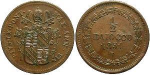 0.5 Baiocco Vatikan (1926-) Kupfer Pius IX (1792- 1878)