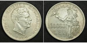 100000 Leu Regno di Romania (1881-1947) Argento Michele I di Romania