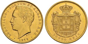 10000 Reis Kingdom of Portugal (1139-1910) Gold Ludwig I. (Portugal) (1838 - 1889)