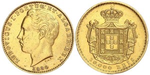 10000 Reis Royaume de Portugal (1139-1910) Or Louis Ier de Portugal (1838 - 1889)