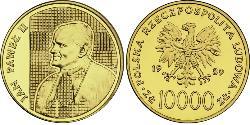 10000 Zloty Repubblica Popolare di Polonia (1952-1990) Oro Pope John Paul II (1920 - 2005)