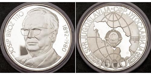 1000 Dinar Serbien Silber Josip Broz Tito