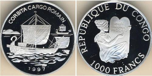 1000 Franc República Democrática del Congo Plata 