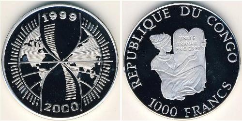 1000 Franc Demokratische Republik Kongo Silber 