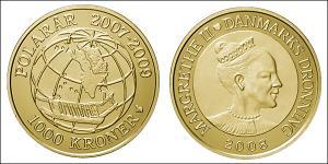 1000 Krone Dinamarca Oro 