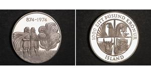 1000 Krone Island Silber 