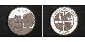 1000 Krone Island Silber 