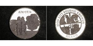 1000 Krone Iceland Silver 