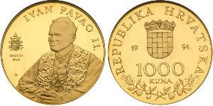 1000 Kuna Croazia (1991 - ) Oro Pope John Paul II (1920 - 2005)