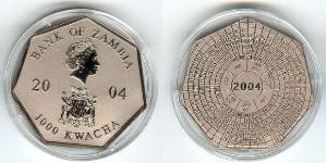 1000 Kwacha Zambia (1964 - ) Níquel/Cobre 