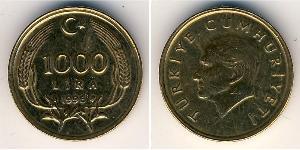 1000 Lira Turquía (1923 - ) Latón 