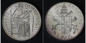 1000 Lira Ciudad del Vaticano Plata 