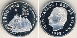 1000 Peseta Reino de España (1976 - ) Plata Juan Carlos I (1938 - )