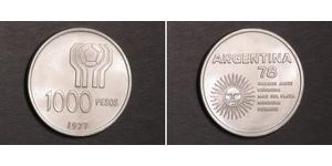 1000 Peso Argentinien Silber 