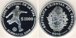 1000 Peso Uruguay (1825 - ) Silver 