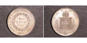 1000 Reis Empire du Brésil (1822-1889) Argent Pierre II du Brésil (1825 - 1891)