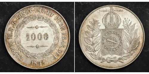 1000 Reis Empire du Brésil (1822-1889) Argent Pierre II du Brésil (1825 - 1891)