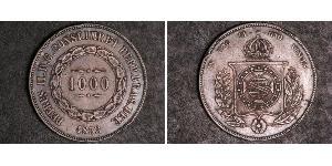 1000 Reis Impero del Brasile (1822-1889) Argento Pietro II del Brasile (1825 - 1891)