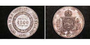 1000 Reis Impero del Brasile (1822-1889) Argento 