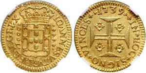 1000 Reis Regno del Portogallo (1139-1910) Oro Giovanni V del Portogallo (1689-1750)