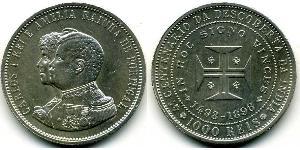 1000 Reis Reino de Portugal (1139-1910) Plata Carlos I de Portugal (1863-1908)