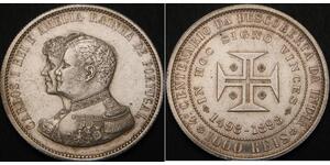 1000 Reis Reino de Portugal (1139-1910) Plata Carlos I de Portugal (1863-1908)