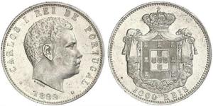 1000 Reis Reino de Portugal (1139-1910) Plata Carlos I de Portugal (1863-1908)