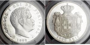 1000 Reis Kingdom of Portugal (1139-1910) Silber  Karl I. von Portugal (1863-1908)