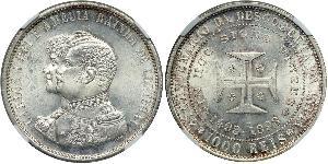 1000 Reis Kingdom of Portugal (1139-1910) Silber  Karl I. von Portugal (1863-1908)