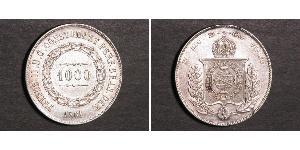 1000 Reis Empire of Brazil (1822-1889) Silver Pedro II of Brazil (1825 - 1891)