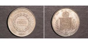 1000 Reis Empire of Brazil (1822-1889) Silver Pedro II of Brazil (1825 - 1891)