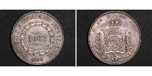 1000 Reis 巴西帝國 (1822 - 1889) 銀 佩德罗二世 (巴西) (1825 - 1891)