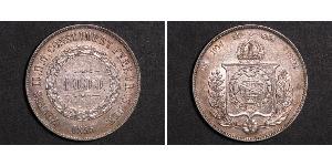 1000 Reis 巴西帝國 (1822 - 1889) 銀 佩德罗二世 (巴西) (1825 - 1891)
