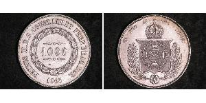 1000 Reis 巴西帝國 (1822 - 1889) 銀 佩德罗二世 (巴西) (1825 - 1891)