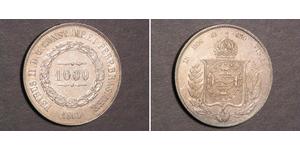 1000 Reis 巴西帝國 (1822 - 1889) 銀 佩德罗二世 (巴西) (1825 - 1891)
