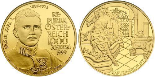1000 Shilling Republik Österreich (1955 - ) Gold 