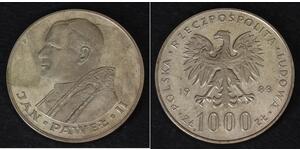 1000 Zloty République populaire de Pologne (1952-1990)  John Paul II (1920 - 2005)