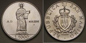 1000 Лира Сан-Марино (301 - ) Серебро 