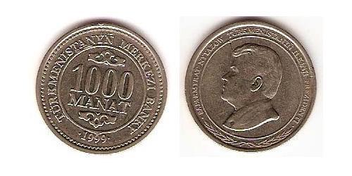 1000 Манат Туркменістан (1991 - ) Нікель/Залізо 