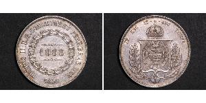 1000 Рейс Бразильская империя (1822-1889) Серебро Педру II (император Бразилии) (1825 - 1891)