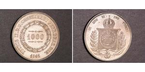 1000 Рейс Бразильська імперія (1822-1889) Срібло Педру II (імператор Бразилії) (1825 - 1891)