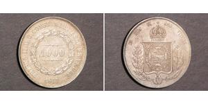 1000 Рейс Бразильська імперія (1822-1889) Срібло Педру II (імператор Бразилії) (1825 - 1891)