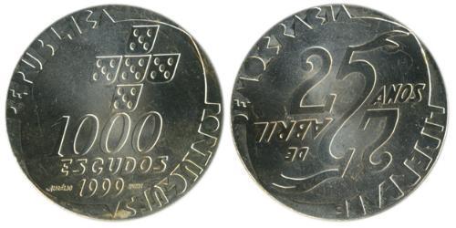 1000 Эскудо Португальская Республика (1975 - ) Серебро 
