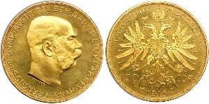 100 Corona Imperio austrohúngaro (1867-1918) Oro Franz Joseph I (1830 - 1916)