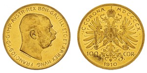 100 Corona Imperio austrohúngaro (1867-1918) Oro Franz Joseph I (1830 - 1916)