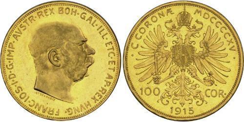 100 Corona Imperio austrohúngaro (1867-1918) Oro Franz Joseph I (1830 - 1916)